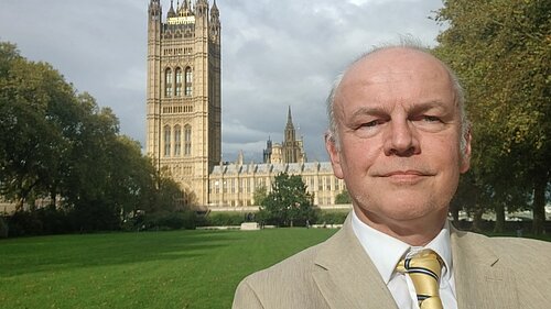 Mark Argent outside Parliament